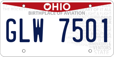 OH license plate GLW7501