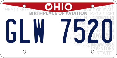 OH license plate GLW7520