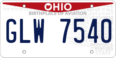 OH license plate GLW7540