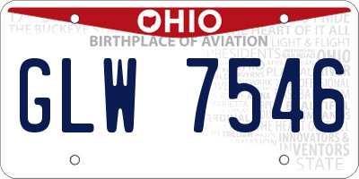 OH license plate GLW7546