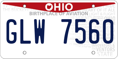 OH license plate GLW7560