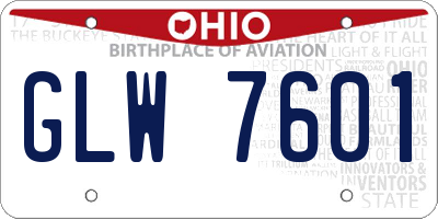 OH license plate GLW7601