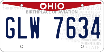 OH license plate GLW7634