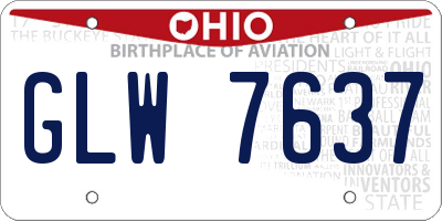 OH license plate GLW7637