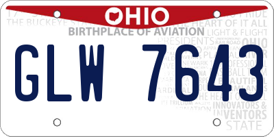 OH license plate GLW7643