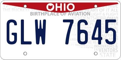 OH license plate GLW7645