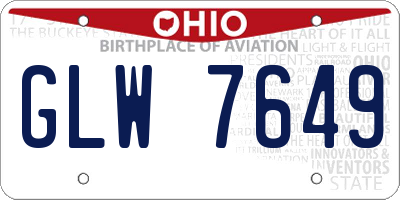 OH license plate GLW7649