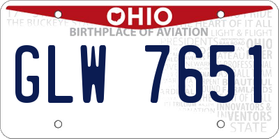 OH license plate GLW7651