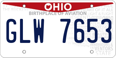 OH license plate GLW7653