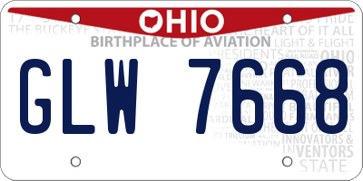 OH license plate GLW7668
