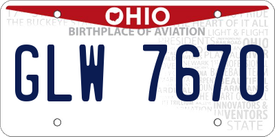 OH license plate GLW7670