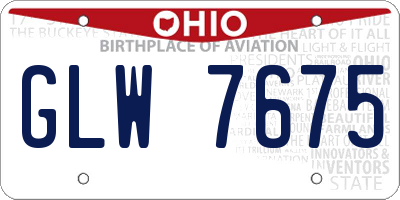 OH license plate GLW7675