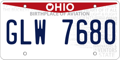 OH license plate GLW7680