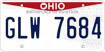 OH license plate GLW7684