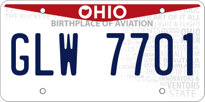 OH license plate GLW7701