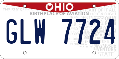 OH license plate GLW7724