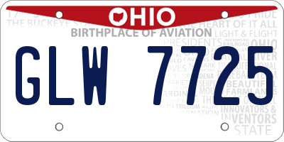 OH license plate GLW7725
