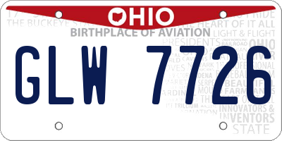 OH license plate GLW7726