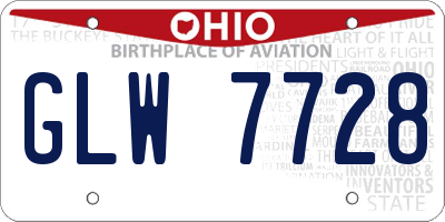 OH license plate GLW7728
