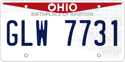 OH license plate GLW7731