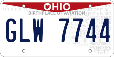 OH license plate GLW7744