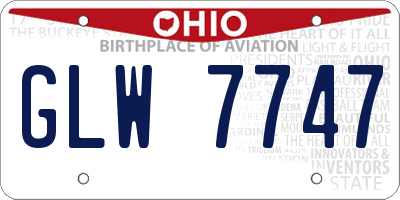 OH license plate GLW7747