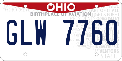 OH license plate GLW7760