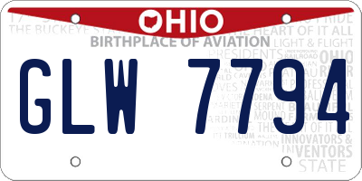 OH license plate GLW7794