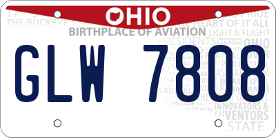 OH license plate GLW7808