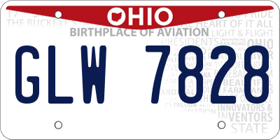 OH license plate GLW7828