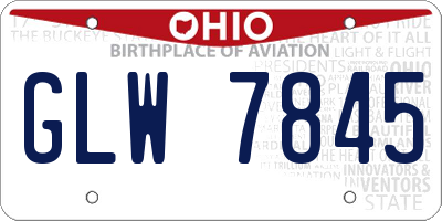 OH license plate GLW7845