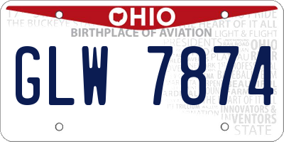 OH license plate GLW7874