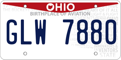 OH license plate GLW7880