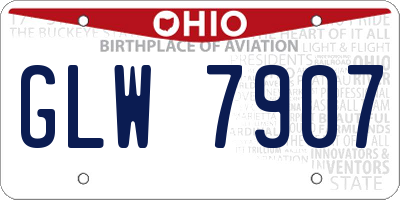 OH license plate GLW7907