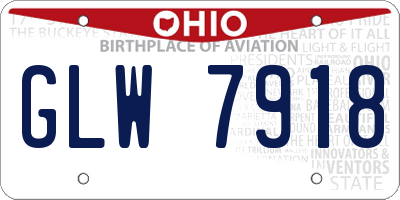 OH license plate GLW7918