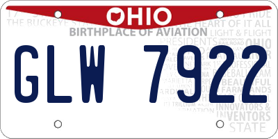 OH license plate GLW7922