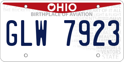 OH license plate GLW7923