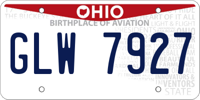 OH license plate GLW7927