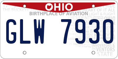 OH license plate GLW7930