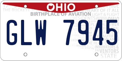 OH license plate GLW7945