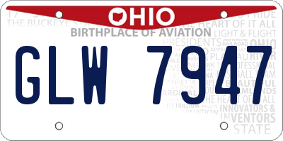 OH license plate GLW7947