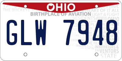 OH license plate GLW7948