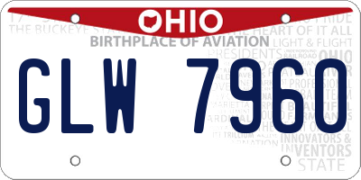 OH license plate GLW7960