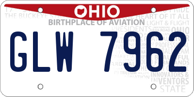 OH license plate GLW7962