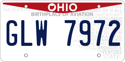 OH license plate GLW7972
