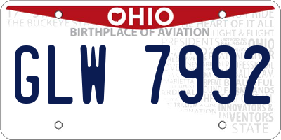 OH license plate GLW7992