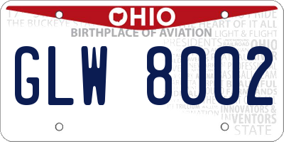 OH license plate GLW8002