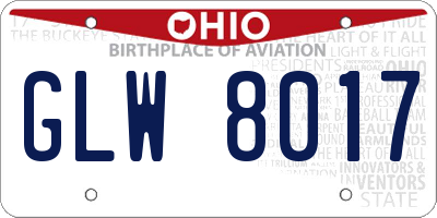 OH license plate GLW8017