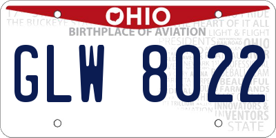 OH license plate GLW8022