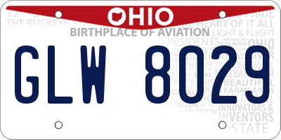 OH license plate GLW8029